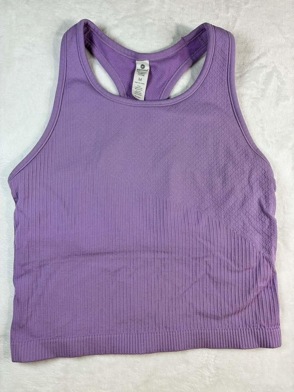 90 Degree By Reflex Seamless Callie Racerback Crop Tank Size M Purple